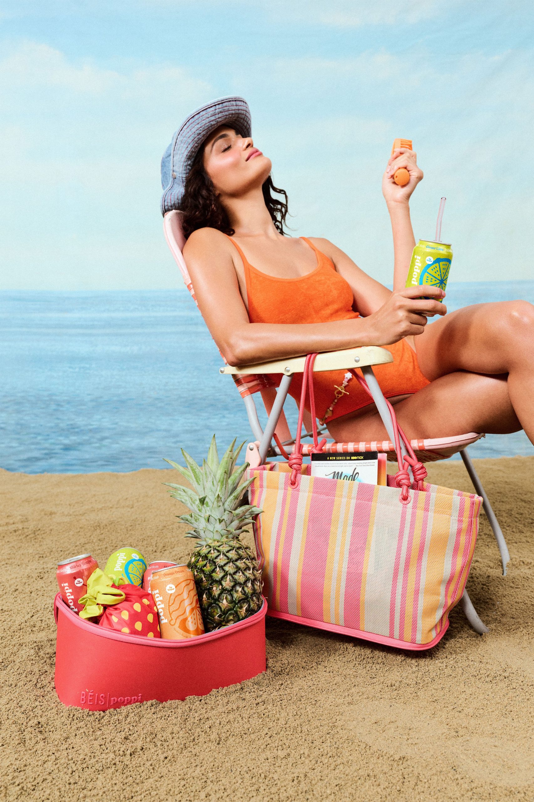 BÉIS x poppi The Cooler Tote in Juicy Stripe - Image 4