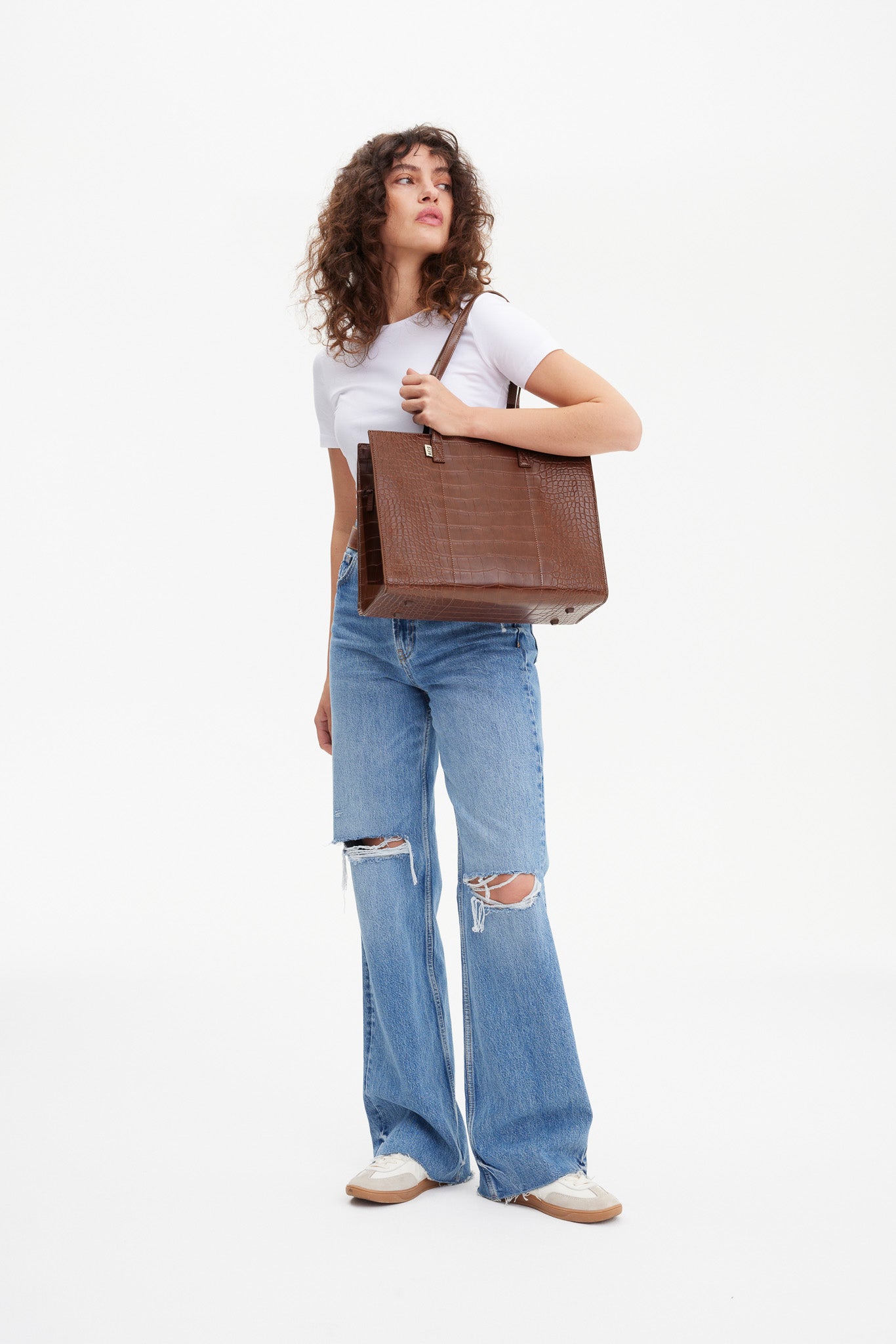 The Work Tote in Maple Croc - Image 17