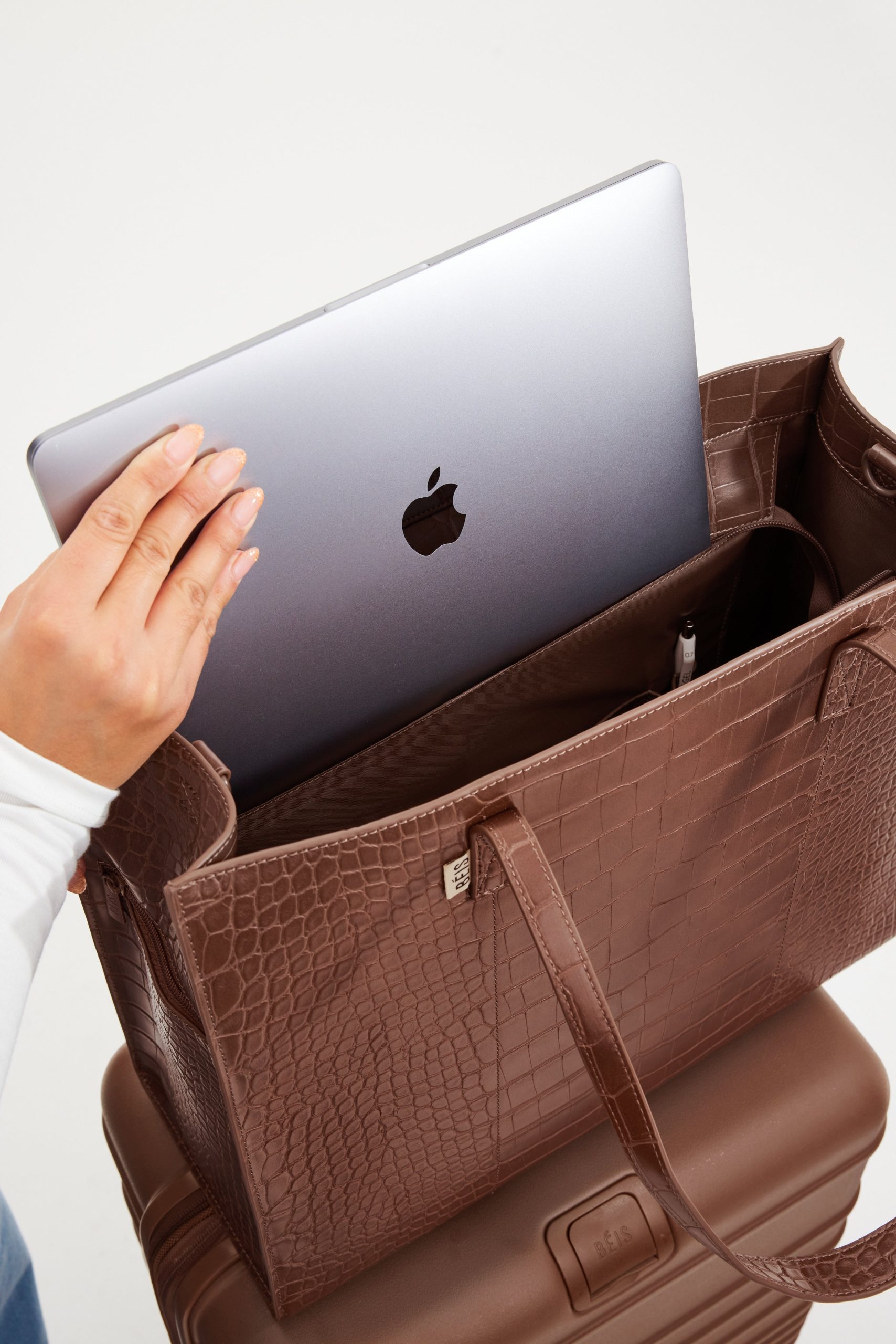 The Large Work Tote in Maple Croc - Image 6