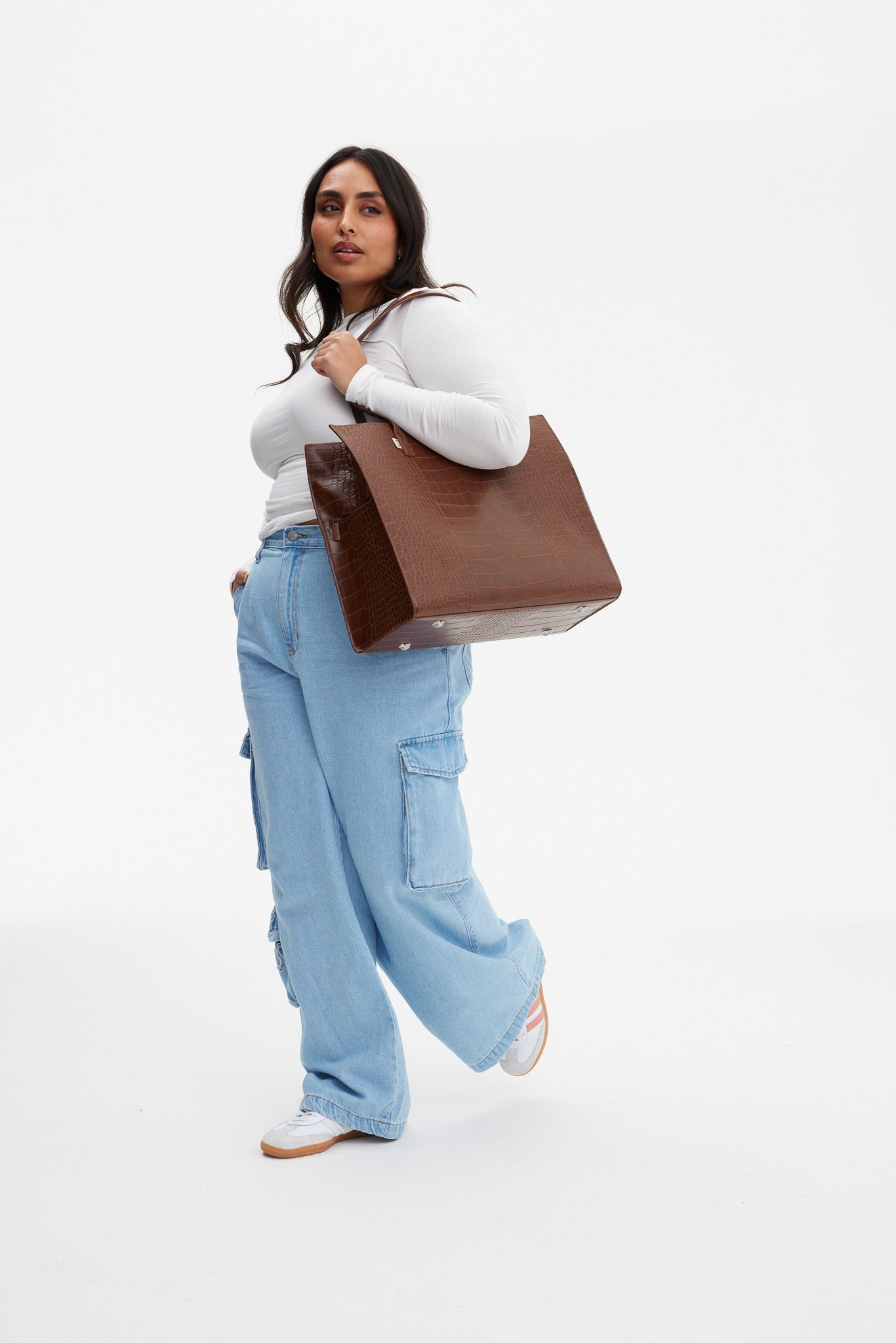 The Large Work Tote in Maple Croc - Image 5