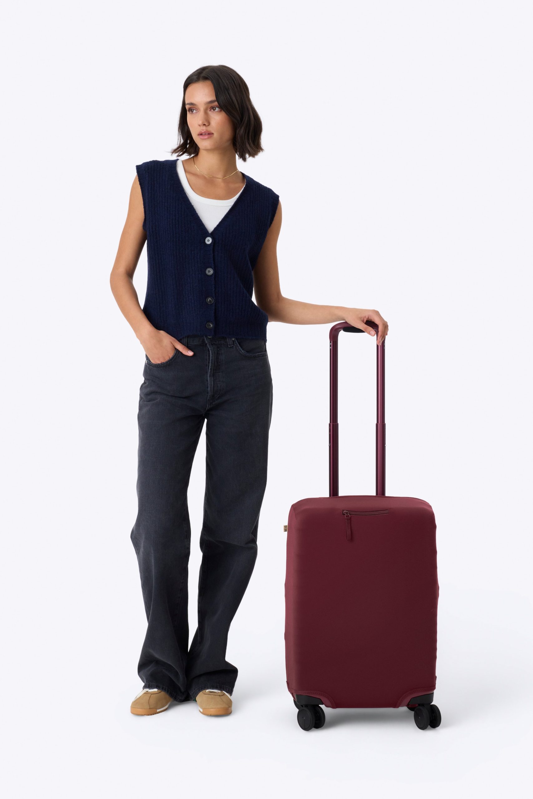 The Carry-On Luggage Cover in Burgundy - Image 4