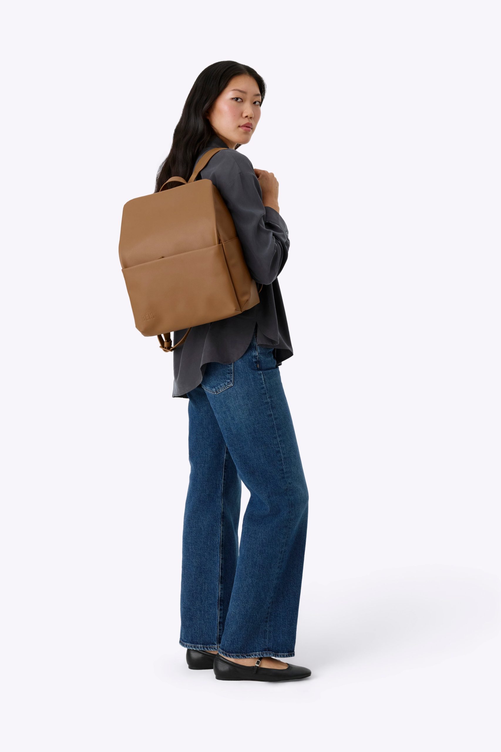 The Everyday Diaper Backpack in Camel Vegan Leather - Image 7