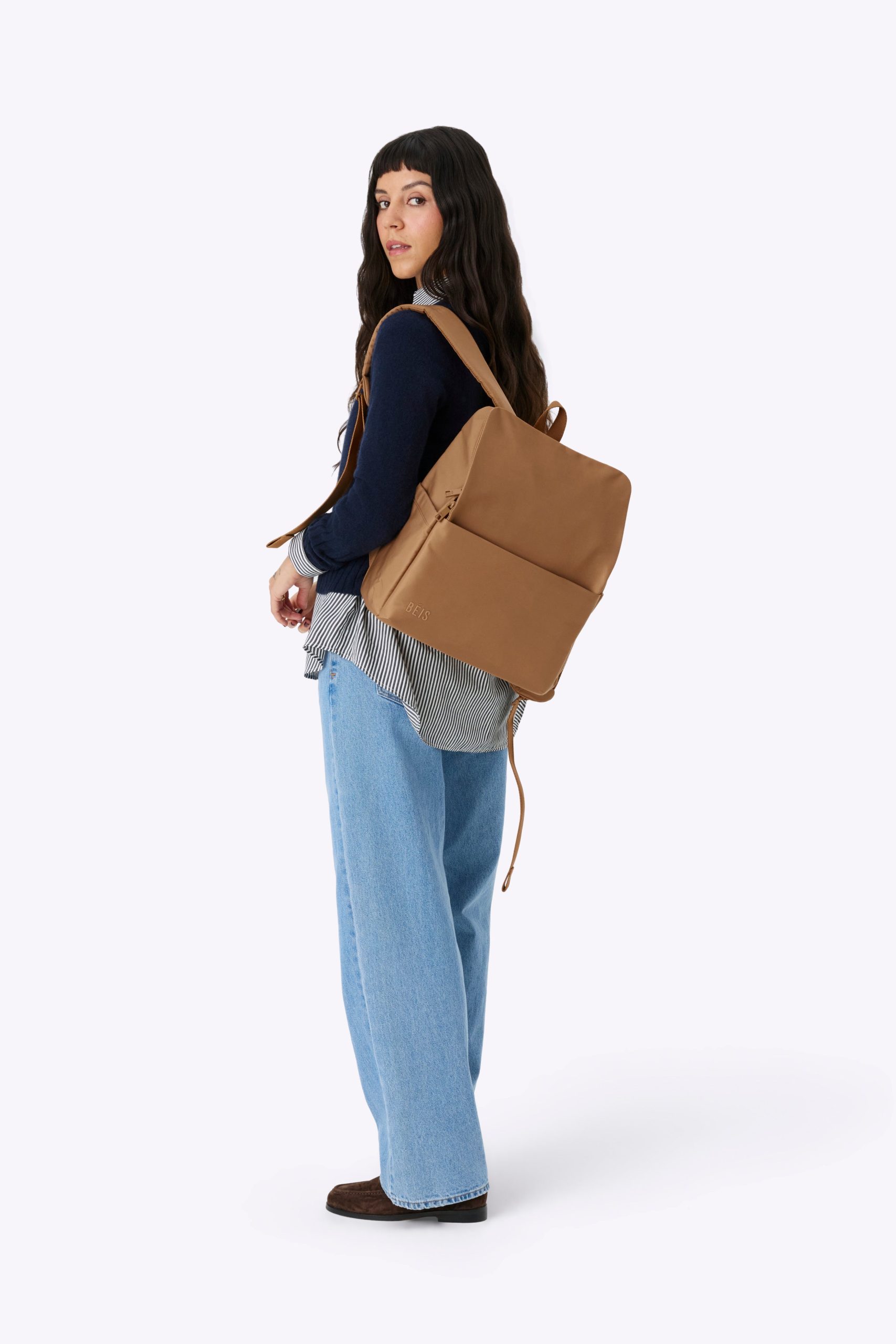 The Everyday Diaper Backpack in Camel Nylon - Image 3