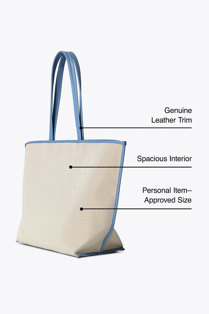 The Canvas and Leather Tote in Dusty Blue - Image 2