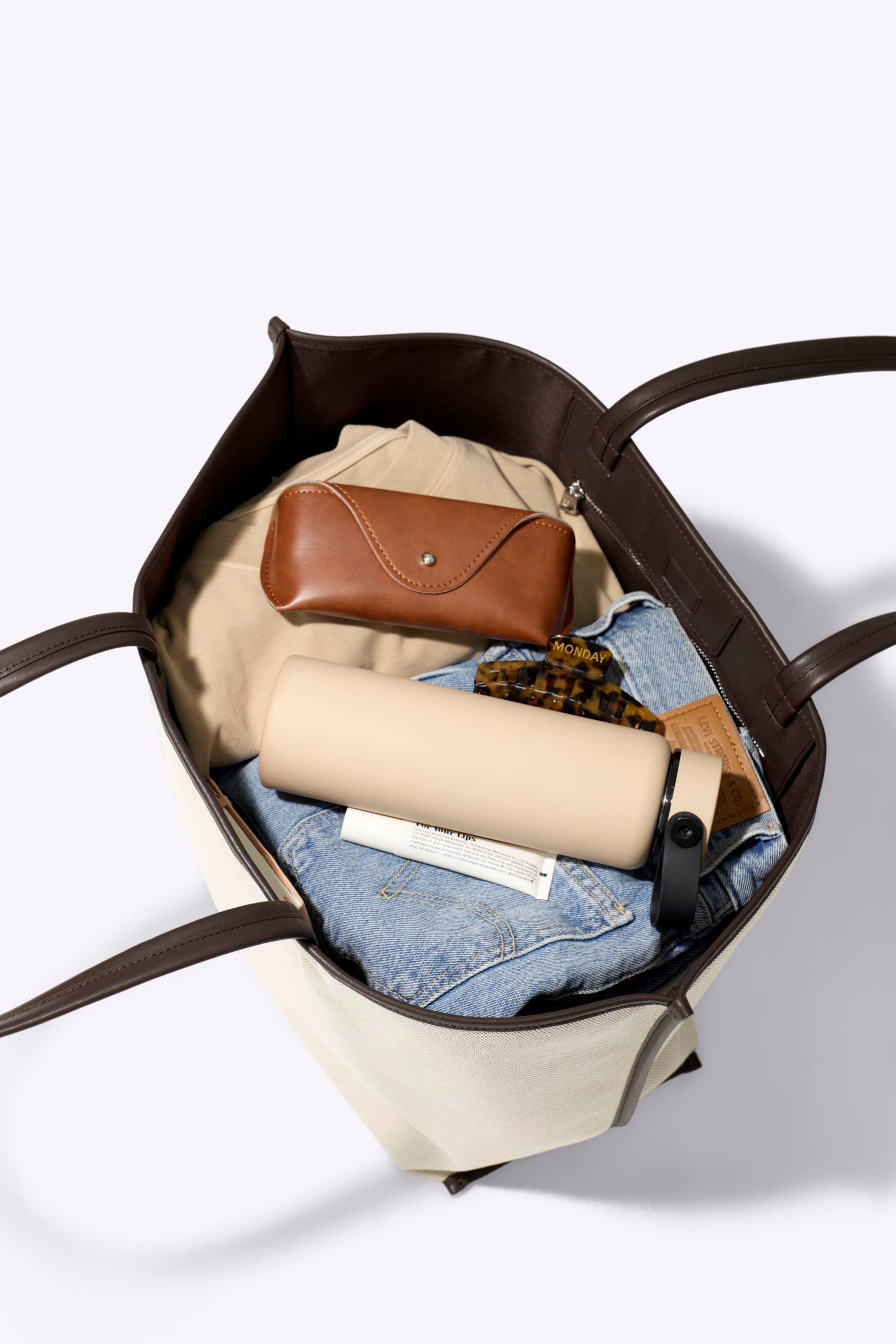The Canvas and Leather Tote in Espresso - Image 3