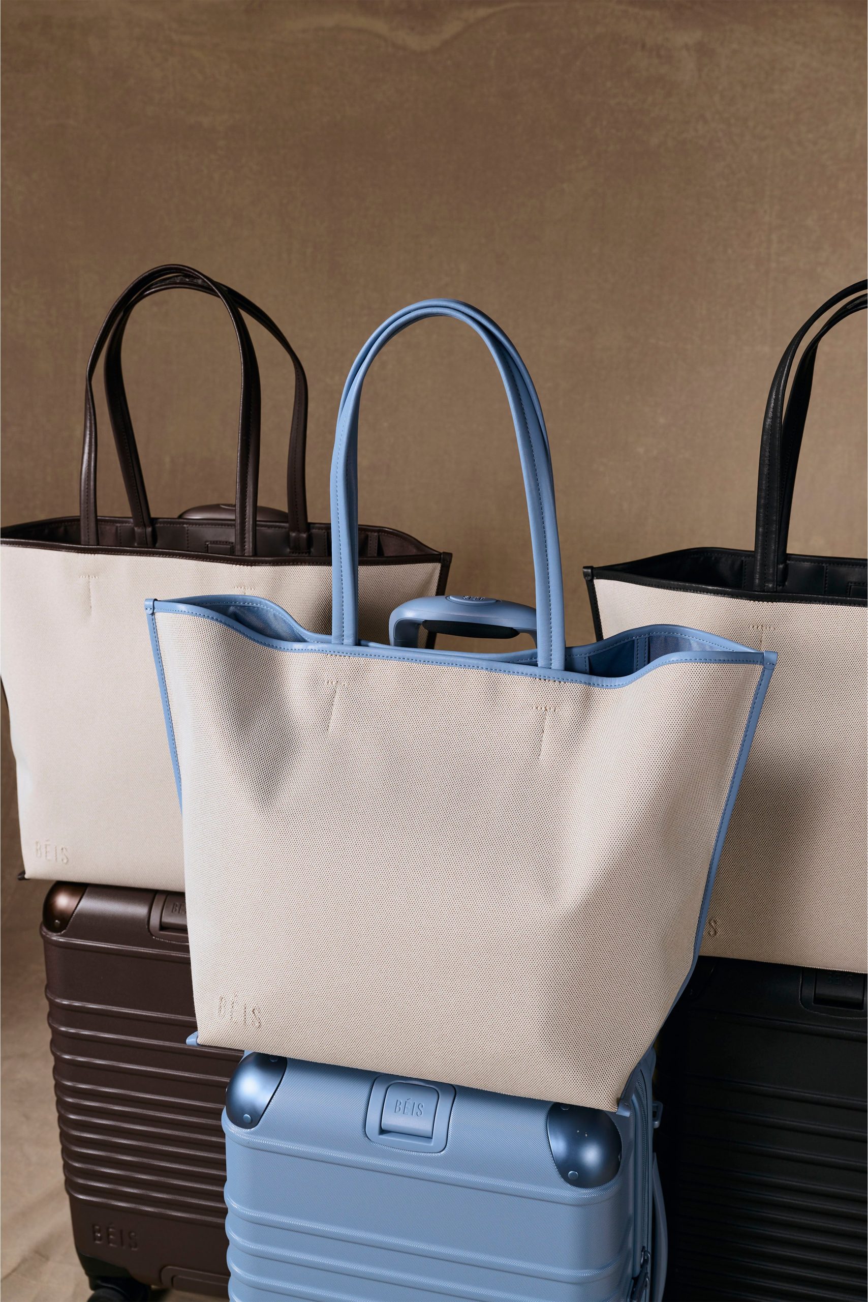 The Canvas and Leather Tote in Dusty Blue - Image 4