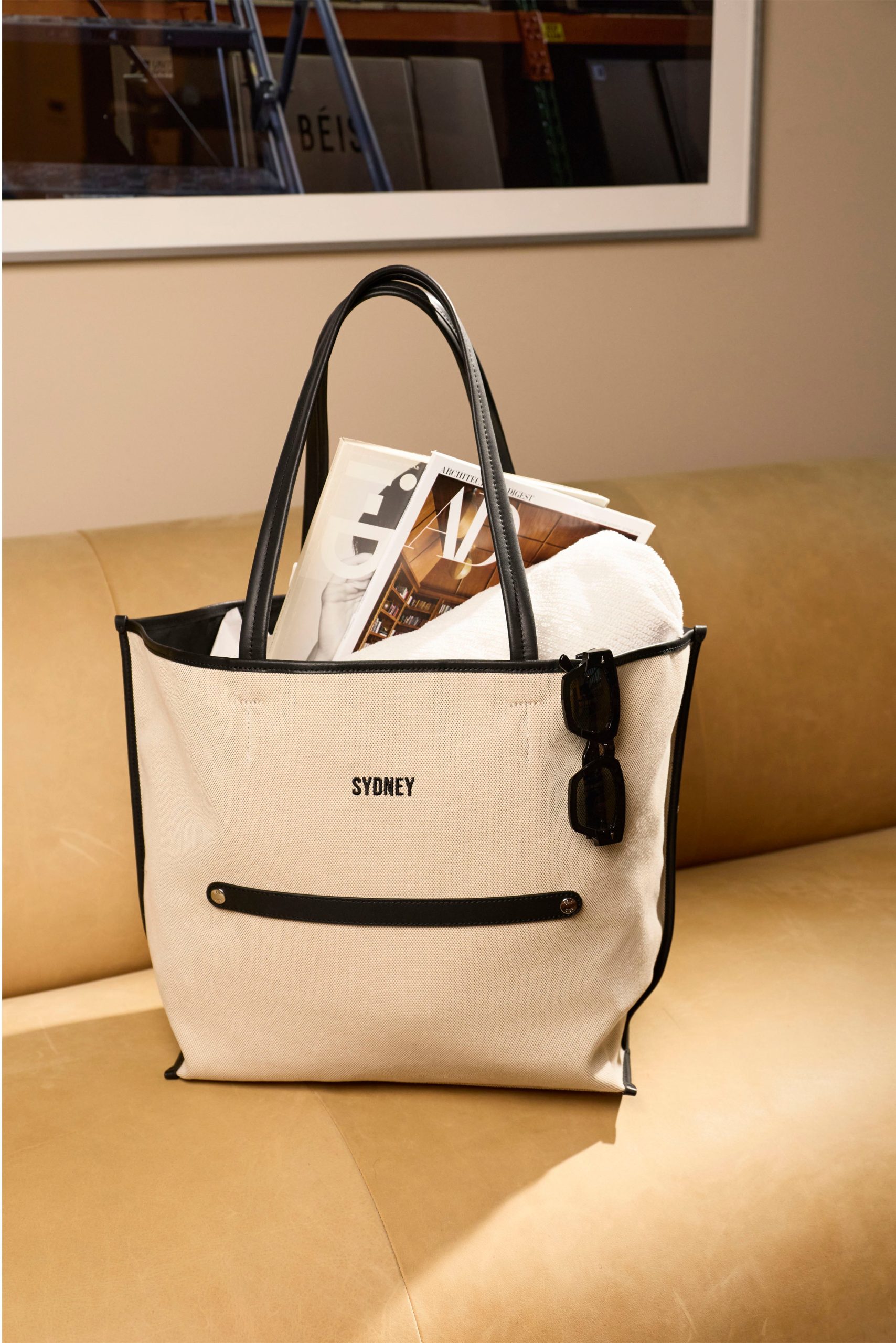The Canvas and Leather Tote in Black - Image 3