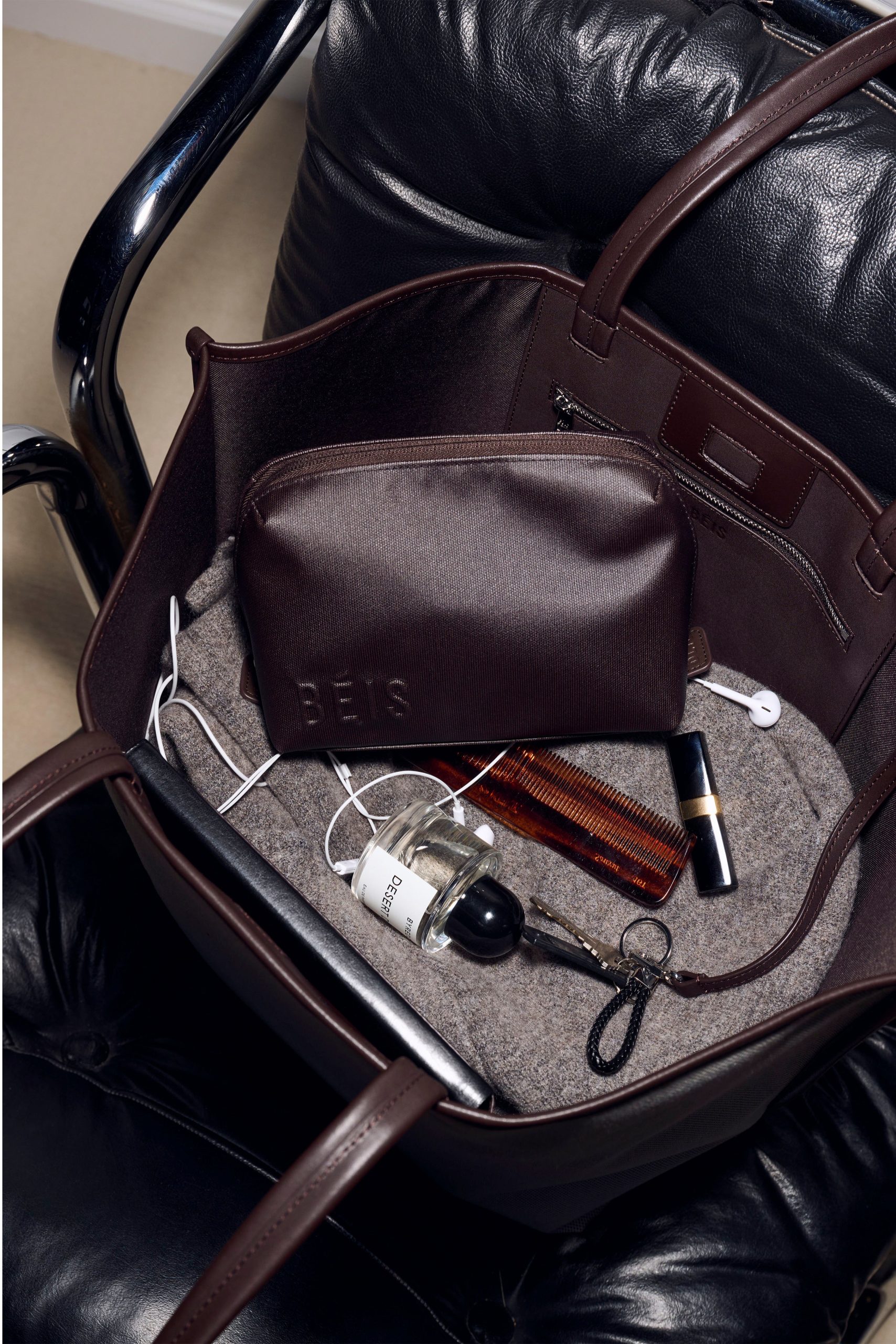 The Small Cosmetic Pouch in Espresso - Image 3