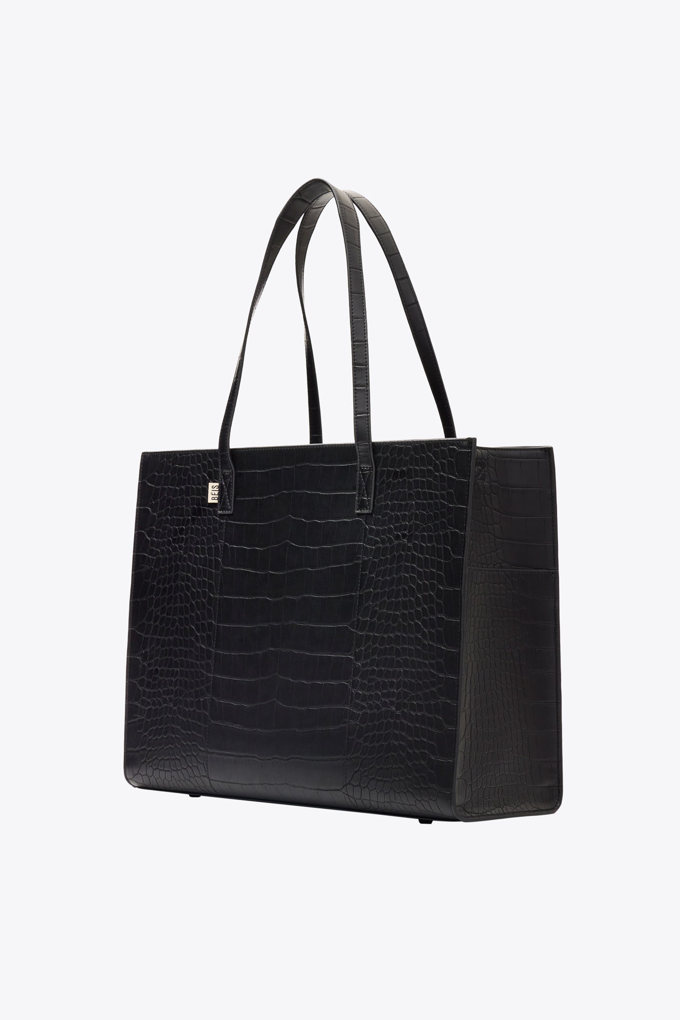 The Large Work Tote in Black Croc - Image 4