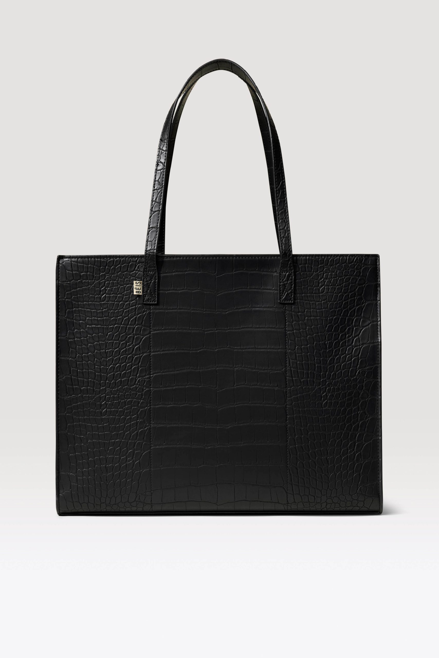 The Large Work Tote in Black Croc