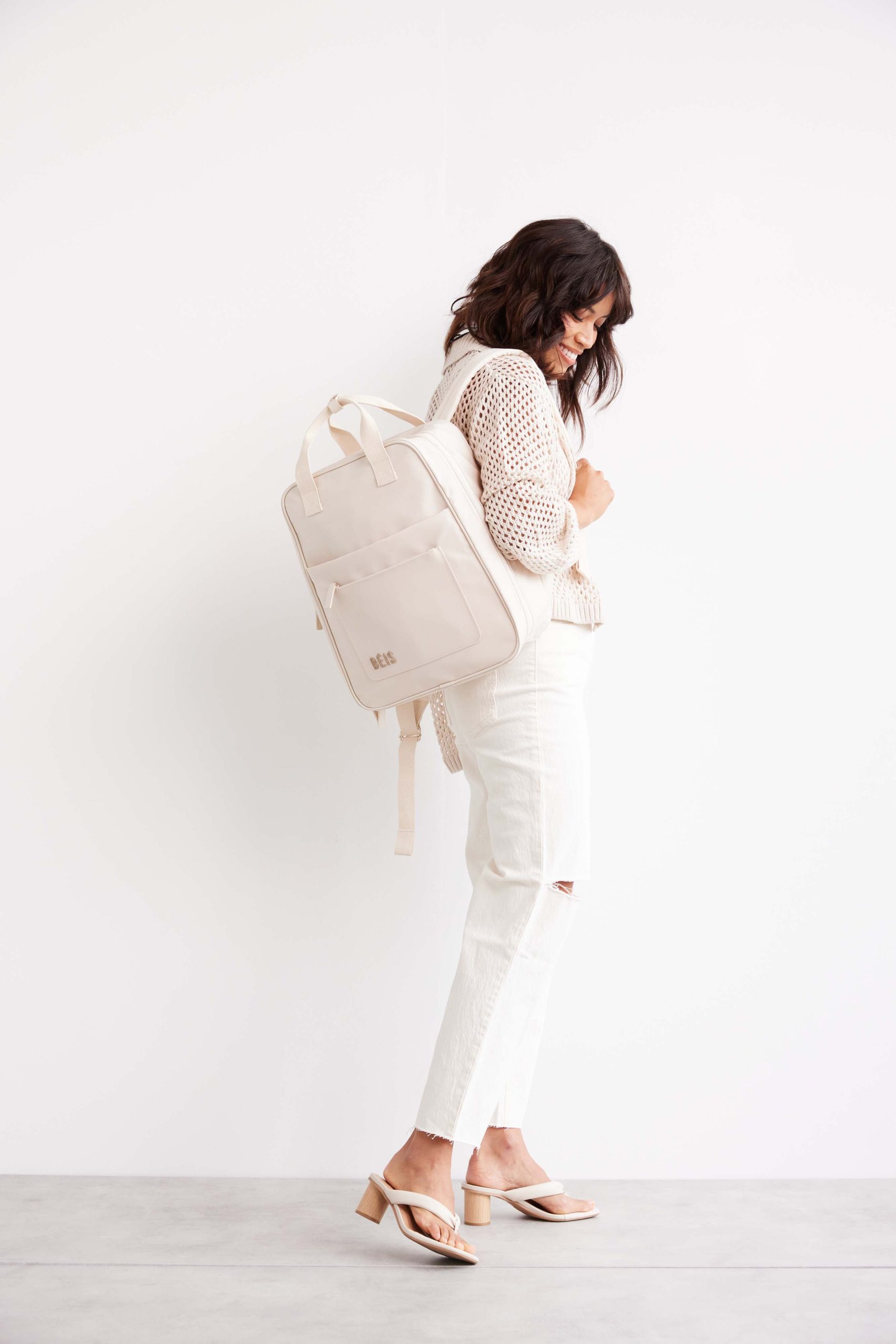 The Expandable Backpack in Beige - Image 13