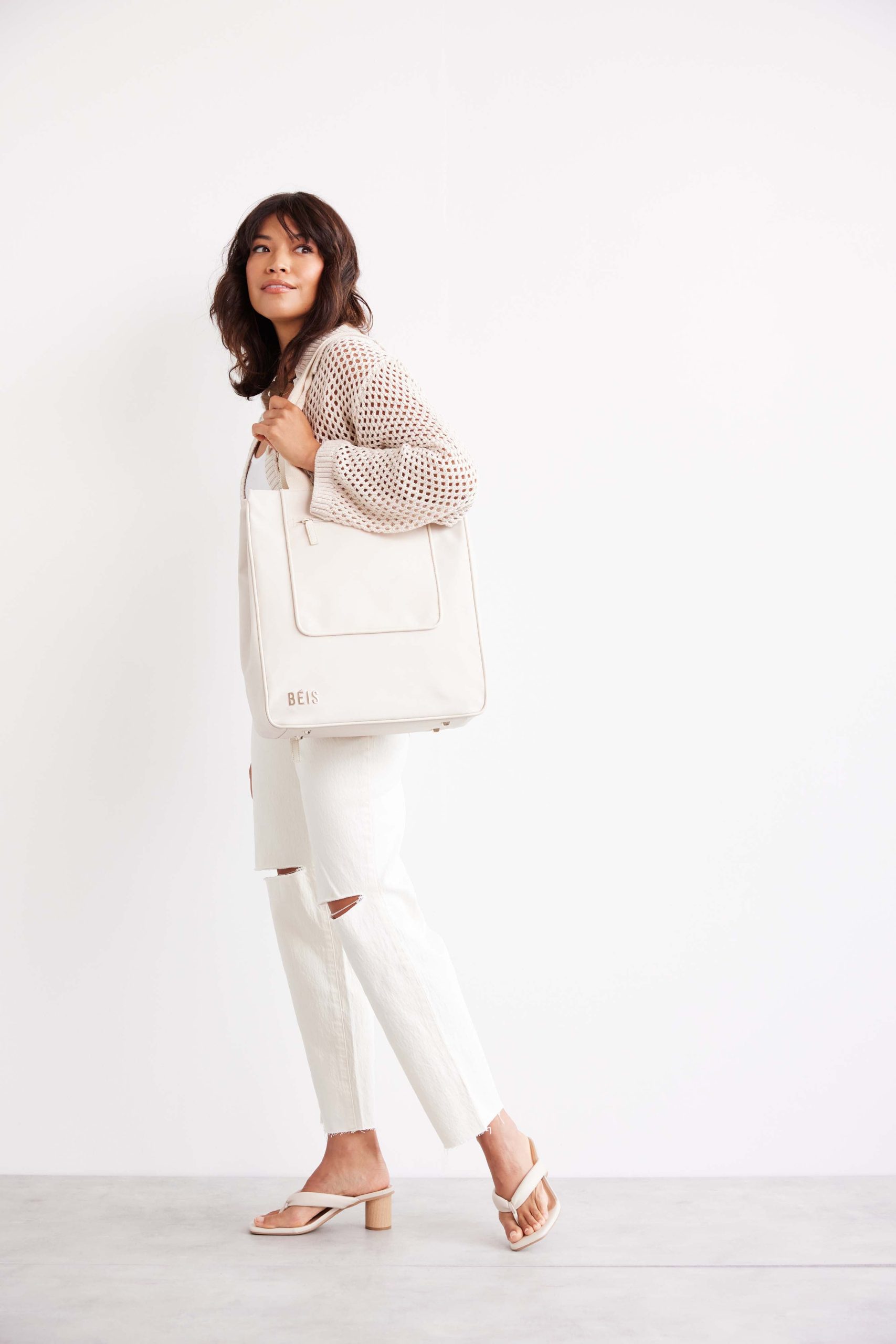 The North To South Tote in Beige - Image 6