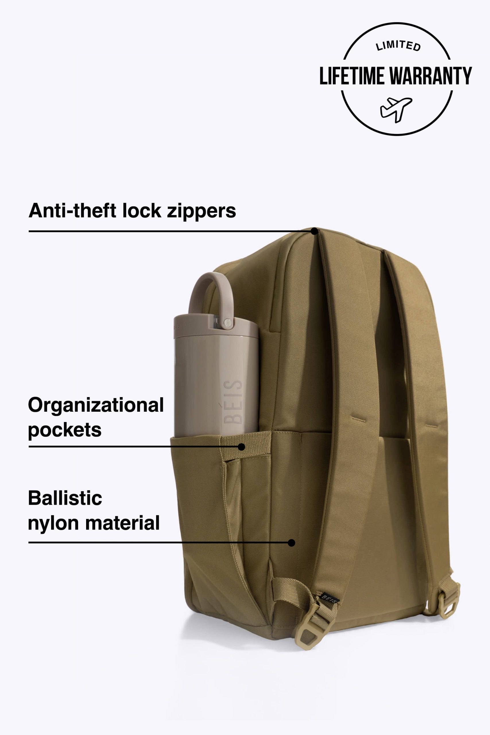 The Pro Travel Backpack in Khaki - Image 2