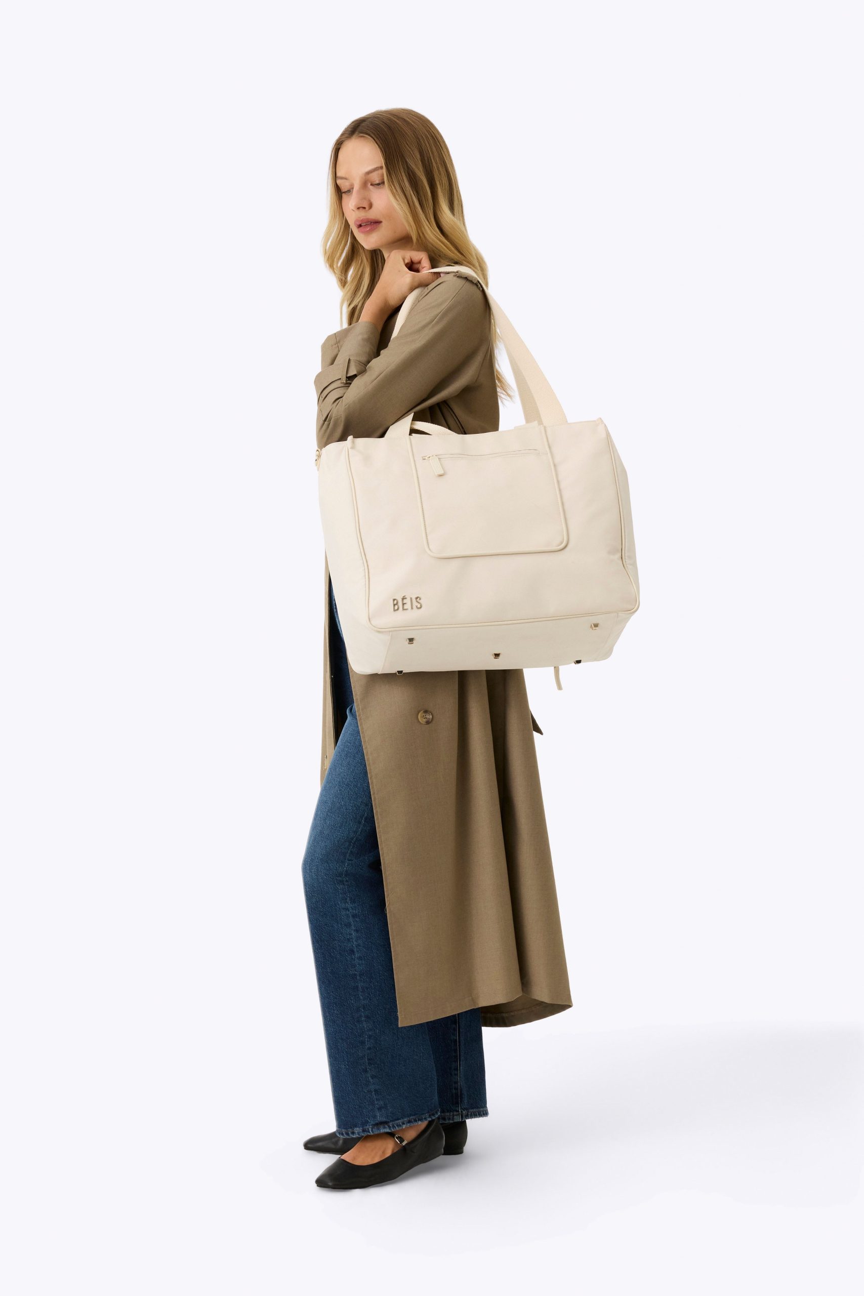 The East To West Tote in Beige - Image 2