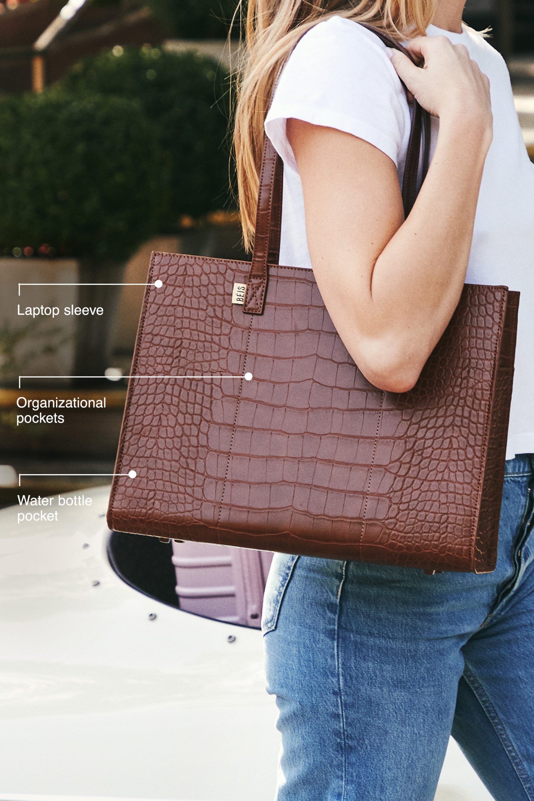 The Work Tote in Maple Croc - Image 15